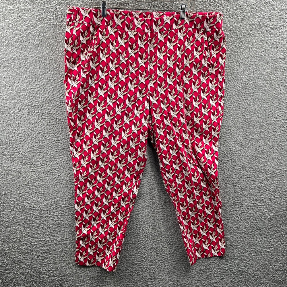 Lane Bryant Womens Cropped Pants 26 Retro Artsy Abstract Botanical Statement Mod